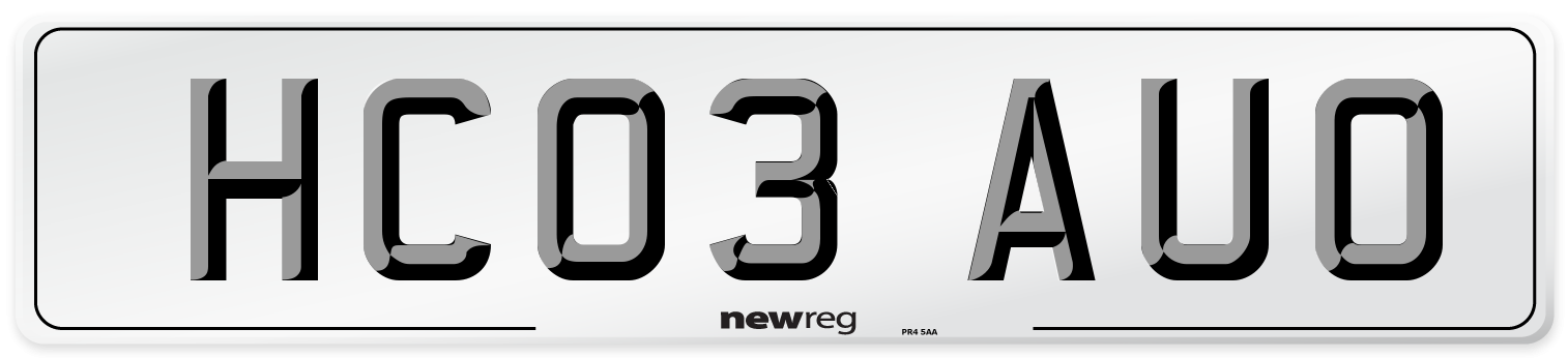 HC03 AUO Number Plate from New Reg